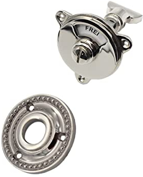 Ventano antiker WC Set Rosetten Türbeschlag mit Frei/Besetzt Schild in Nickel poliert