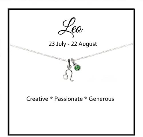 Leo Zodiac Birthstone Necklace 925 Sterling Silver Birthday Gift for Girl's, Women
