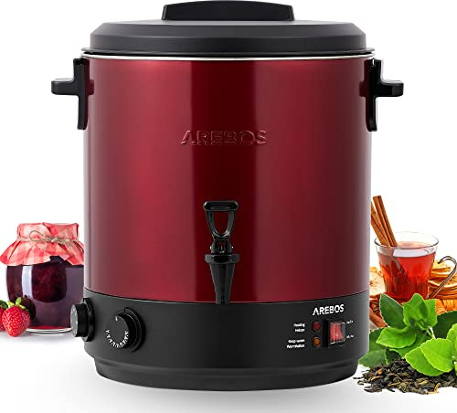 Arebo Konserveringsmaskin 1800 W | 28 l burk | timer, termostat, överhettningsskydd | 30–110 °C justerbar | glöggkokare | inkl. glas och fat