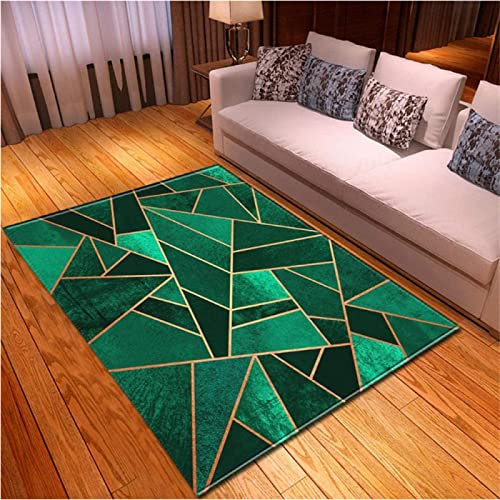 RUGMRZ Kinderteppich Teppich Klein Modernes Grünes Geometrisches Muster Weich Und rutschfest Deko Teppich 90 x 160 cm