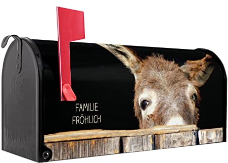 banjado® Amerikanischer Briefkasten - US Mailbox/Letterbox mit Motiv Esel 51x22x17cm - Postkasten Stahl aus Amerika – Briefkasten amerikanisch pulverbeschichtet