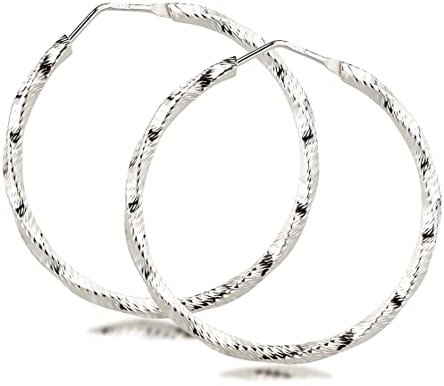 Schöner-SD Große Creolen rund mit Muster 925 Silber 30mm