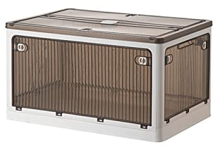 Ergocar Faltbare Aufbewahrungsbox, Fünfseitige Öffnung, Kunststoff Aufbewahrungsbox mit Deckel und Rollen, Stapelbare Aufbewahrungsbox Transparente, für Büro, Küche & Wohnzimmer