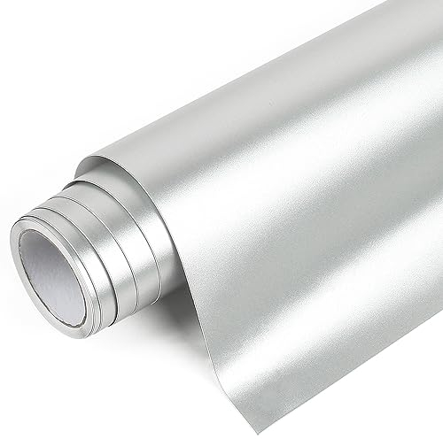 IModeur Gris plateado galvanizado Vinilo Permanente Rollo, 30,5 cm x 214 cm de Vinilo Adhesivo plateado, Vinilo plateado para Cricut, Silhouette Cameo, la mayoría de las máquinas de corte