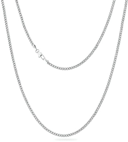KRKC&CO 3mm Kette Damen, Herren Edelstahl Panzerkette mit Diamantschliff, Silbrig Cuban Link Chains Silberkette, Geschenke für Frauen Mädchen Männer Jungs, [Länge 50,8cm]