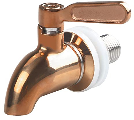 MUGLIO Getränkespender Zapfhahn Champagner Edelstahl Zapfhahn 16 mm Ersatzhahn für Getränkespender und Glasflasche