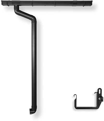 4 Home & Garden Dachrinne Kastenrinne RG 70 Komplettset mit Fallrohr bis 750cm | Typ 200 Fallrohr DN 60 | Kunststoff PVC Anthrazit (Dachlänge bis 400cm)