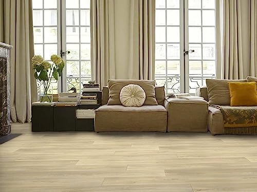 Alpha-Tex PVC Bodenbelag Vinylboden in schlichter Holz Art, hell, Zuschnitt (4m breit, 6m lang)