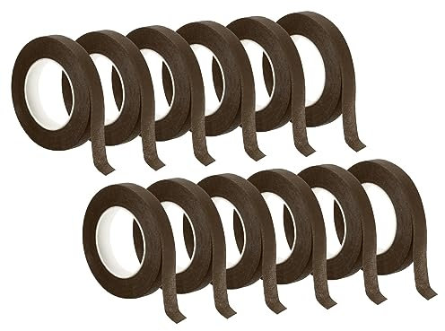 PATIKIL 30 Yard Blumenband 12 Rolle Blumenband Krepppapier Blumensträuße Bänder Wasserdicht für Strauß Stängel Umwicklung Dunkel Braun (27 Meter)