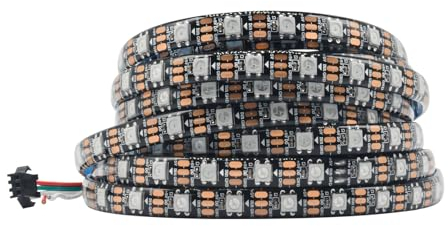 5M WS2812B LED-Streifen 5V 60LEDs/m - 300 Pixel, individuell adressierbare RGB IC 5050SMD LEDs - flexibles schwarzes PCB IP65 - Traumfarbe für DIY-Farbwechselprojekt.
