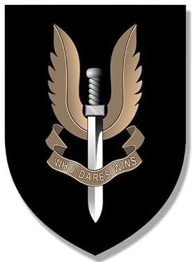 Schwarz Shield Sas Who Dares Win Seal F1969 Autoaufkleber Sticker 11 cm | Selbstklebende Folie; wetterfest, UV- und waschanlagenbeständig