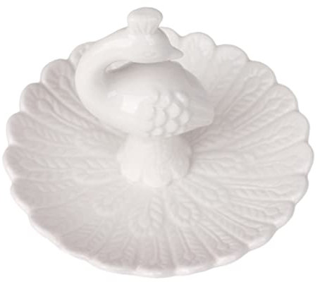 Holibanna Pfau-ring-halter Ohrringe Ringe Schale Halter Für Tierringe Schmucktablett Ring-schmuck-tablett Schmuckhalter Ringteller Aus Porzellan Fräulein Ausstellungsstand Weiß Geschenk