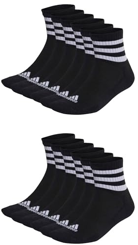 adidas 12 Paar C Sportswear MID 12p Mid Cut Socken Unisex Sportsocken, Farbe:Black, Socken & Strümpfe:37-39