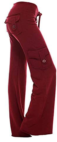EMATOP Cargohose Damen Lang Baggy Jogginghose Baumwolle Casual Wanderhose High Waist Sport Cargo Hosen Locker Einfarbig Freizeithose mit Taschen Sporthose Regulär Fit Sommerhose Trainingshose