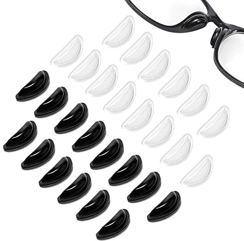 14 Pairs Nose Pads for Glasses,Silicone Adhesive Anti-Slip Eyeglass Nose Pads, D Shape Nose Cushions 3.6 mm Thickness for Ladies and Men Framed Glasses, Reading Glasses, Sunglasses(Black + White)