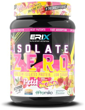 ERIX Nutrición ISO Zero 900g, Proteína Aislada de Suero CFM, Alta Pureza, Sin Azúcares añadidos, Bajo en Grasa y Lactosa, Alimento Deportivo para Rendimiento Muscular (Fresa con Plátano)