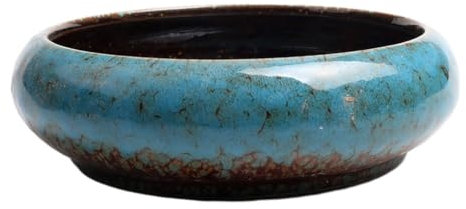 Nilioyul Materiales Maceta de bonsái esmaltada de cerámica Vintage para Todas Las Plantas Contenedor de Plantas de Flores de Cactus de jardín Decorativo de cerámica, Azul