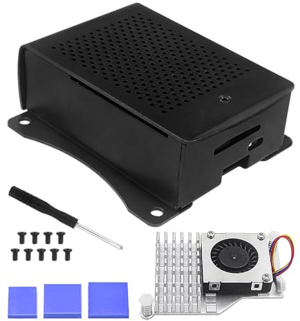 Hsthe Sea Case pour Raspberry Pi 5 avec Refroidisseur Actif Officiel, boîtier en Aluminium pour Ventilateur, Support PCIe M.2 NVMe SSD Shield Top X1001 / X1000 / N04 / N05
