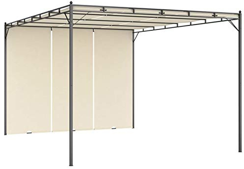 Keyroto Gazebo 4x3 Gazebo Pergola da Giardino Gazebo Esterno in Acciaio Pergola 4x3 con Tenda Laterale per Arredo Giardino, Terrazzo-Crema-4 x 3 x 2.25 m