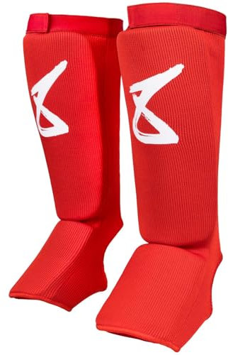 8 WEAPONS Schienbeinschoner S8, Rot, Größe S/M, Ideal für Training und Wettkampf, Perfekte Dämpfung und stabile Nähte, Muay Thai, K1, MMA, Karate & Kickboxen