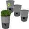 GarPet 4X Kräutertopf Selbstbewässernd Selbstbewässerungstopf Kräutertopf Küche Basilikum Topf Blumentopf mit Bewässerungssystem Fensterbank Anthrazit 11 cm