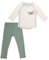 LaLoona Set de Ropa de Baño Bebé con Protección UPF 80+ - Bañador Niños 2 Piezas Camiseta y Pantalón | Ropa UV de Secado Rápido - Certificado Oeko-Tex Standard 100 - Beige Menta