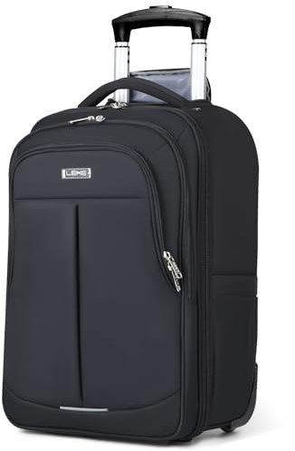 Lekeinchi 18 Laptop Bag with Wheels - Waterproof Rolling Briefcase Softside Hand Luggage with Wheels for Work,Travel,Business (Black)