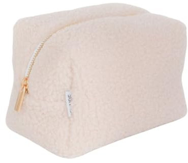 Claide Kosmetiktaschen aus Teddy Plüsch in Beige, Rosa, Braun und Schwarz (Beige)