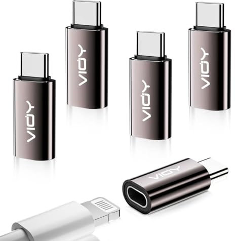 VIOY 5 Pack Lightning to USB C Adapter for iPhone 15/16 Pro Max Plus, Samsung, iPad, Nintendo Switch, Type C to Lighting Female Charger Converter, Support Charging & Data Transfer, Not for Audio/OTG