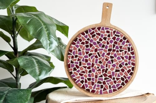 Little Creations mosaik Plateau de service rond - Kit de bricolage pour adultes - Créez votre propre plateau de service - 39 cm de long, 30 cm de large - Possibilités d'utilisation polyvalentes (rose)
