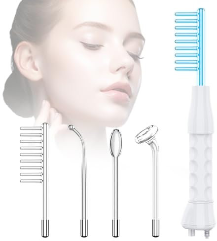 Blayram High F-requency Wand, Portable Light Therapy High F-requency Facial Skin Tightening Wand Machine, 4 Violet Glass Tubes for Acne,Wrinkle,Anti Aging,Hair (Blue)