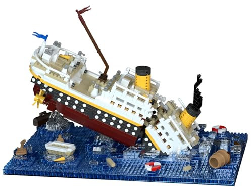 DzirePada Titanische Mini Bausteine Bausatz, 2308Stück Kreuzfahrtschiff Schiffswrack Boot Modell Spielzeug, Bootsbau Klemmbausteine, Geschenkideen für Fan Kinder Erwachsene