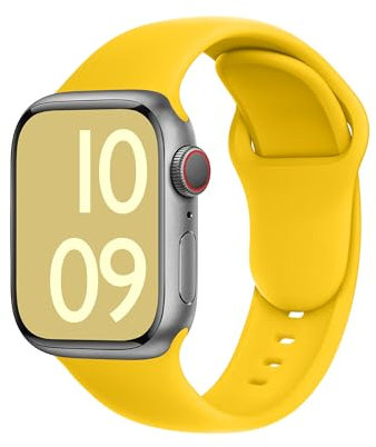 ELETTRONEO C1A Cinturino per Apple Watch Ultra 3 2 49mm, Serie 11 10 46mm, 9 8 7 45mm 41mm, SE 6 5 4 44mm 40mm, 3 2 1 42mm 38mm Donna Uomo Band Bracciale Sport Silicone, Giallo Limone