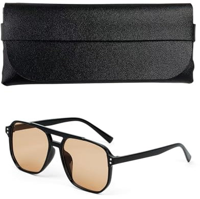 ZEXIJOW Vintage Doppelsteg Rechteckige Sonnenbrille,Damen Herren,70er Retro Mode Brille,Klassischer Stil Doppelsteg,UV400 Schutz B2835,Schutz beim Fahren im Freien