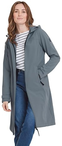 TOG24 Marina Womens Softshell Jacket. A Long Womens Softshell Made From Breathable, Water Resistant & Windproof Fabric With Cosy Microfleece Inside.