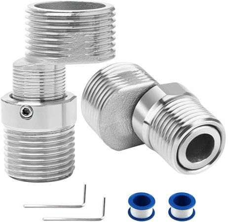 DBALL Adaptador Grifo Ducha de 2 Piezas Ducha Giratorio 360° Adaptador Grifo con 2 Llaves Allen y Cinta Adaptador Para Grifo Para Baño Cocina y Lavandería