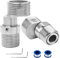 DBALL Adaptador Grifo Ducha de 2 Piezas Ducha Giratorio 360° Adaptador Grifo con 2 Llaves Allen y Cinta Adaptador Para Grifo Para Baño Cocina y Lavandería
