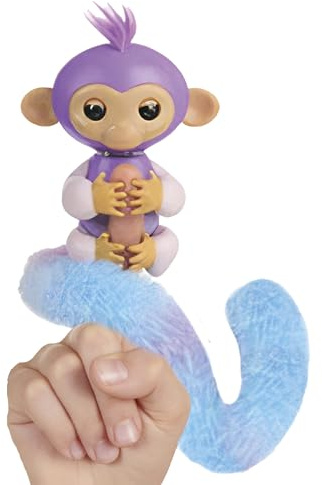 Fingerlings Snuggle Tails - Interactive Purple Monkey (Coco), with fluffy tail, mini bestie (Chloe), brush and stickers