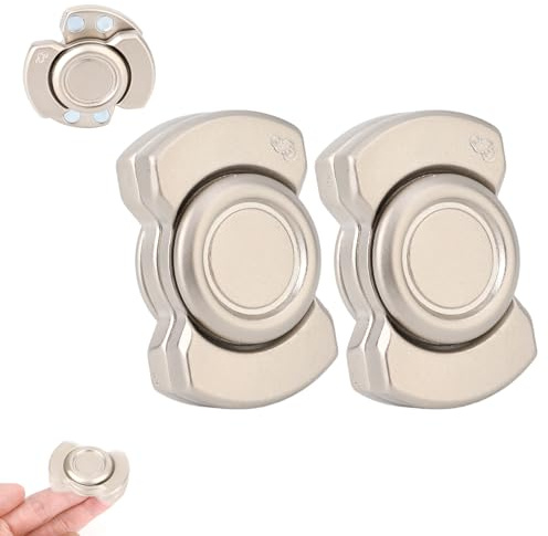2stk Fidget Spinner für Erwachsene, 3-in-1 Magnetischer Schiebeklick Spinner Leises Drehendes Fingerspielzeug Cooler Konzentrationshelfer Geschenke (Silber)