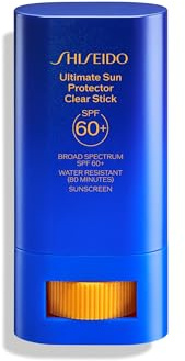 Shiseido Ultimate Sun Protector Clear Stick SPF 60+ - Invisible, Portable Sunscreen for Face & Body - Visibly Improves Fine Lines, Smoothness & Skin Tone - Non-Comedogenic, All Skin Types