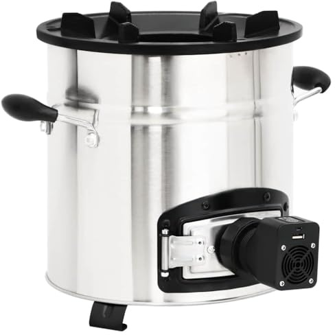 Lumanois Stufa a Legna con Ventola USB Argento 35,5x26x28cm Acciaio Inox, Casa e Giardino,Caminetti, 6.6kg-319443