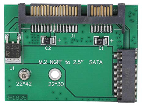 M.2 NGFF zu SATA Adapterkarte, 2,5 Zoll SATA3 NGFF zu 2,5 Zoll SATA Riser Karte M2 NGFF Adapter Nur kompatibel mit 2242 SSD