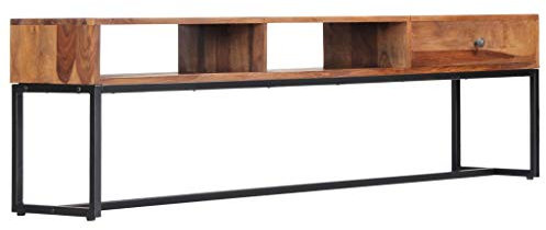 Festnight- TV-Schrank mit 1 Schublade und 2 offenen Fächern Fernsehtisch Konsole Lowboard Fernsehschrank Wohnzimmertisch TV Board 160 x 30 x 45 cm Massivholz Sheesham