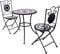 Wakects Bistrotisch-Set, Mosaik-Tisch mit 2 Stühlen, Gartenmöbel-Set, Tisch und Stühle für den Außenbereich, Balkon aus Keramikfliesen, Schwarz und Weiß