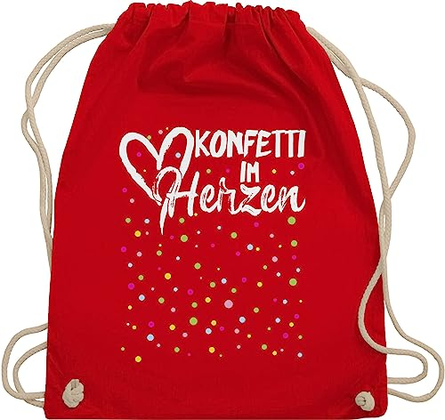 Turnbeutel Rucksack - & Fasching - Taschen - Konfetti im Herzen Karneval I - Unisize - Rot - tasche für wurfmaterial karnevalsbeutel faschings herz beutel karnevalstasche karnevals confetti