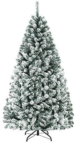 COSTWAY 180/225cm Künstlicher Weihnachtsbaum mit Schnee, Tannenbaum mit Metallständer, Christbaum PVC Nadeln, Kunstbaum Weihnachten Klappsystem ideal für Zuhause, Büro, Geschäfte und Hotels (180cm)