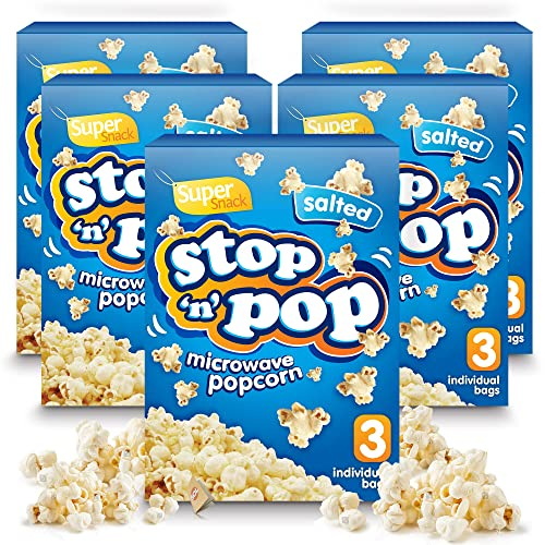 SOL 12pk x 85g Stop 'n' Pop Microwave Popcorn, Salted Flavoured Popping Pop Corn Kernels, Perfect Tasty Snack for Family Movie Nights, Easy to Prepare, Ideal for Sharing Fun Moments at Home