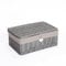 Natural Wicker Storage Basket With Lid Underbed Storage Gift Basket (Grey, Large)