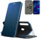 N NEWTOP Cover Compatibile per Huawei P Smart Plus 2019, Chiusura Magnetica 360 Capsule Flip Custodia Libro per Carta di Credito Simil Pelle TPU Interno Funzione Stand Supporto (Blu Elettrico)