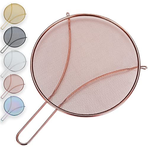 Evanda Coperchi antischizzo in Oro Rosa da 30 cm per Cucinare, Rete Sottile in Acciaio Inossidabile per Padella, Protezione antigrasso per Padella per Fermare Gli Schizzi di Olio Caldo
